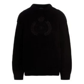 BB Laurel Crown Logo Rundhals-Strickpullover „Schwarz“ 664369T32111000 BB Laurel Crown Logo Rundhals-Strickpullover „Schwarz“ 664369T32111000