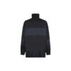 BB Patchwork-Nylon-Windjacke mit durchgehendem Reißverschluss „Navy Black“ 623019TIO544100