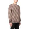 BB Rundhals-Strickpullover mit Allover-Print „Beige“ 733859T32539378