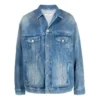 BB Sprayed Denim-Jacke, Large Fit „Electric Blue Fuchsia“ 678354TCW030406