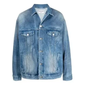 BB Sprayed Denim-Jacke, Large Fit „Electric Blue Fuchsia“ 678354TCW030406
