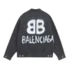 BB Sprayed Denim-Jacke, Large-Passform „Dark Grey White“ 678354TIWA21440