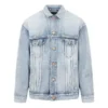 BB Sprayed Denim-Jacke, Large-Passform „Hellblau-Gelb“ 678354TDW143341