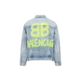 BB Sprayed Denim-Jacke, Large-Passform „Hellblau-Gelb“ 678354TDW143341