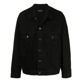Bekleidungsverleih Denim-Jacke, kastenförmige Passform „Schwarz“ 675206TEW051105