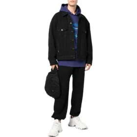 Bekleidungsverleih Denim-Jacke, kastenförmige Passform „Schwarz“ 675206TEW051105