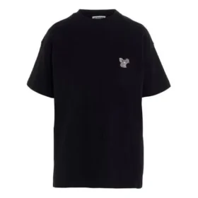 Besticktes Unisex-Shirt mit kurzen Ärmeln, schwarz 612965TIVD31000