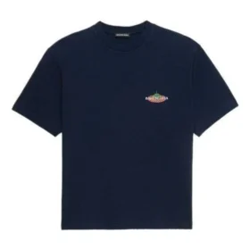 Bonjour Balenciaga Baumwoll-T-Shirt mit Rundhalsausschnitt „Navy“ 594579THV608065
