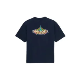 Bonjour Balenciaga Baumwoll-T-Shirt mit Rundhalsausschnitt „Navy“ 594579THV608065
