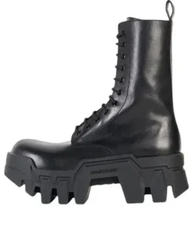 Bulldozer Schnürstiefel „Schwarzes pflanzlich gegerbtes Kalbsleder“ 671554WBCQ01000