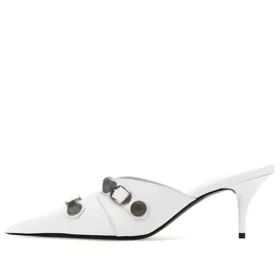 Cagole Pantoletten mit High Heels „Weißes Lammleder“ 714253WAD4E9081