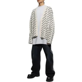 Cardigan mit durchgehendem Logo „Chalky White Black“ 736248T32339054