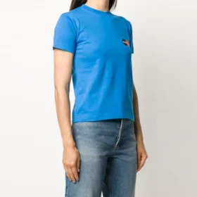 Casual-T-Shirt mit Alphabet-Logo, kurzärmelig, blau 612964TIV797601