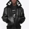 Cocoon-Leder-Aviator-Jacke „Schwarz“ 646456TKS311069