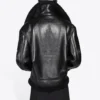 Cocoon-Leder-Aviator-Jacke „Schwarz“ 646456TKS311069