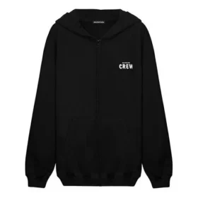 Crew-Shirt mit Alphabet-Aufdruck und Reißverschluss, Unisex, Schwarz 620974TIV751070