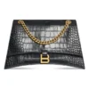 Crush Crocodile Medium Kettenhandtasche „Black“ 716393210IX1000