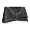 Crush Crocodile Medium Kettenhandtasche „Black“ 716393210IX1000