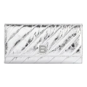 Crush-Geldbörse an Kette, metallisiert, gesteppt „Silver“ 781723210IW8110