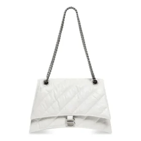 Crush Mittelgroße Kettenhandtasche, gesteppt „Optic White“ 716393210J09001