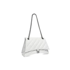 Crush Mittelgroße Kettenhandtasche, gesteppt „Optic White“ 716393210J09001