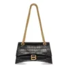 Crush Small Chain Tasche mit Krokodilprägung „Black“ 716351210IX1000
