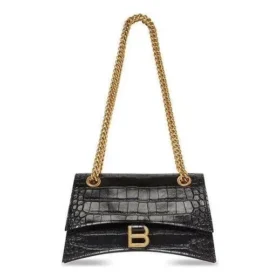 Crush Small Chain Tasche mit Krokodilprägung „Black“ 716351210IX1000