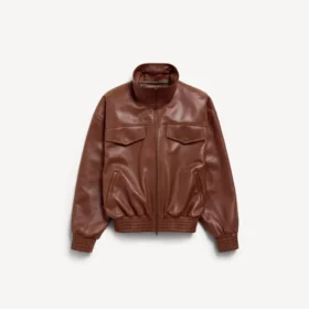 Damen-Blouson mit hohem Kragen in Kastanienbraun