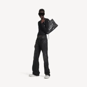 Damen-City-Hose mit geradem Bein in Schwarz