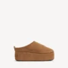 Damen-Pantolette „Alaska Soft“ mit Plateau in Braun/Weiß