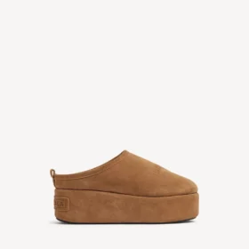 Damen-Pantolette „Alaska Soft“ mit Plateau in Braun/Weiß
