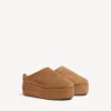 Damen-Pantolette „Alaska Soft“ mit Plateau in Braun/Weiß