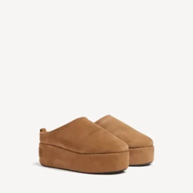 Damen-Pantolette „Alaska Soft“ mit Plateau in Braun/Weiß