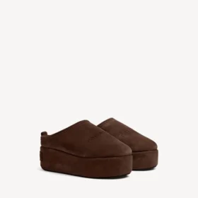 Damen-Pantoletten „Alaska Soft“ mit Plateau in Hell-Espresso