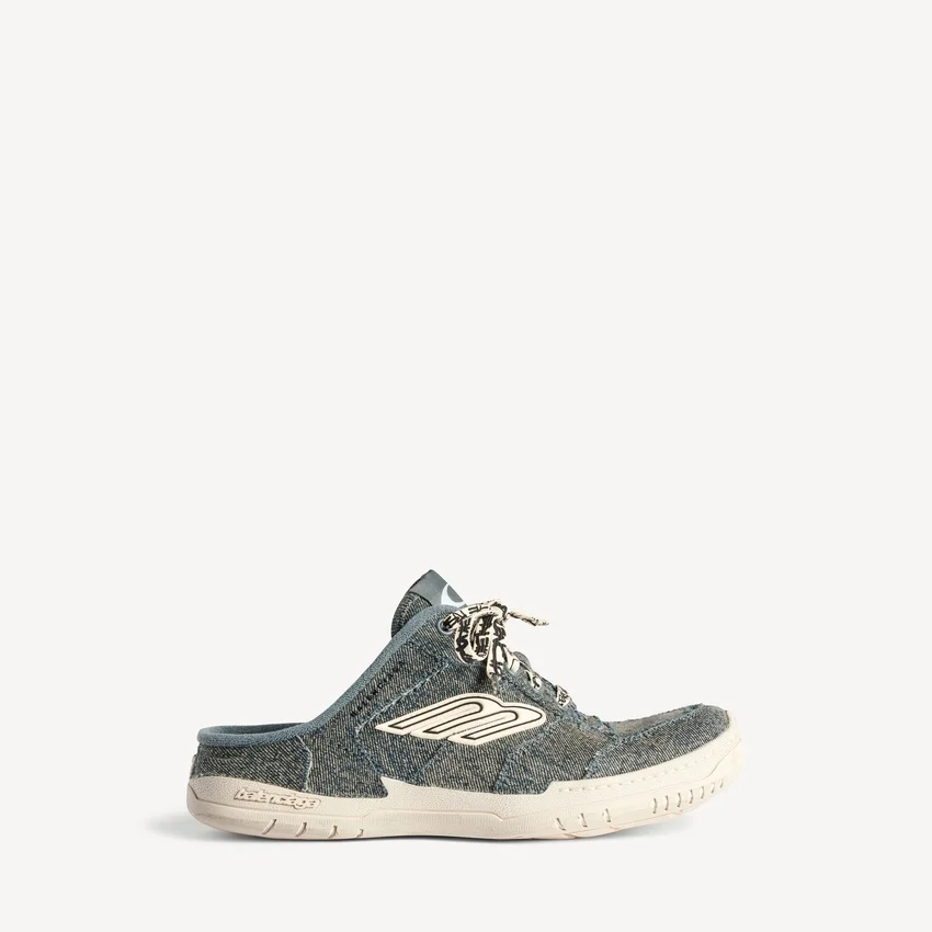 Damen-Pantoletten „Hamptons“ aus Denim in Blau/Creme Damen-Pantoletten „Hamptons“ aus Denim in Blau/Creme