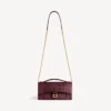 Damen-Pochette in Hourglass-Form mit Kette in dunklem Burgunderrot