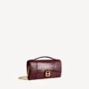 Damen-Pochette in Hourglass-Form mit Kette in dunklem Burgunderrot