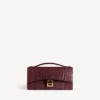 Damen-Pochette in Hourglass-Form mit Kette in dunklem Burgunderrot
