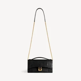 Damen-Pochette in Hourglass-Form mit Kette in Schwarz