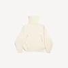Damen-Pullover mit hohem Kragen, von hinten nach vorne getragen, in Off-White