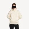 Damen-Pullover mit hohem Kragen, von hinten nach vorne getragen, in Off-White
