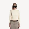 Damen-Pullover mit Rundhalsausschnitt in Creme