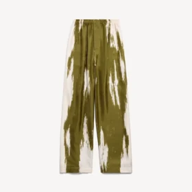 Damen-Pyjama-Hose aus gebürstetem Seidentwill in Khaki