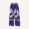 Damen-Pyjama-Hose mit Pinsel-Print in Blau Damen-Pyjama-Hose mit Pinsel-Print in Blau