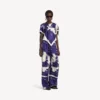 Damen-Pyjama-Hose mit Pinsel-Print in Blau Damen-Pyjama-Hose mit Pinsel-Print in Blau