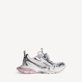 Damen-Sneaker 3XL mit transparenter Gel-Sohle in Weiß/Rosa/Schwarz