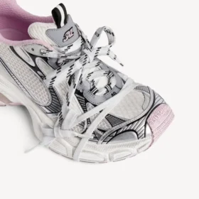 Damen-Sneaker 3XL mit transparenter Gel-Sohle in Weiß/Rosa/Schwarz