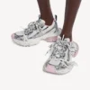 Damen-Sneaker 3XL mit transparenter Gel-Sohle in Weiß/Rosa/Schwarz Damen-Sneaker 3XL mit transparenter Gel-Sohle in Weiß/Rosa/Schwarz