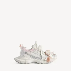 Damen-Sneaker mit Schnürung in 3XL in Weiß/Hellrosa
