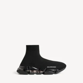 Damen-Sneaker „Speed 2.0“ mit vollständig transparenter Sohle aus recyceltem Strick in Schwarz